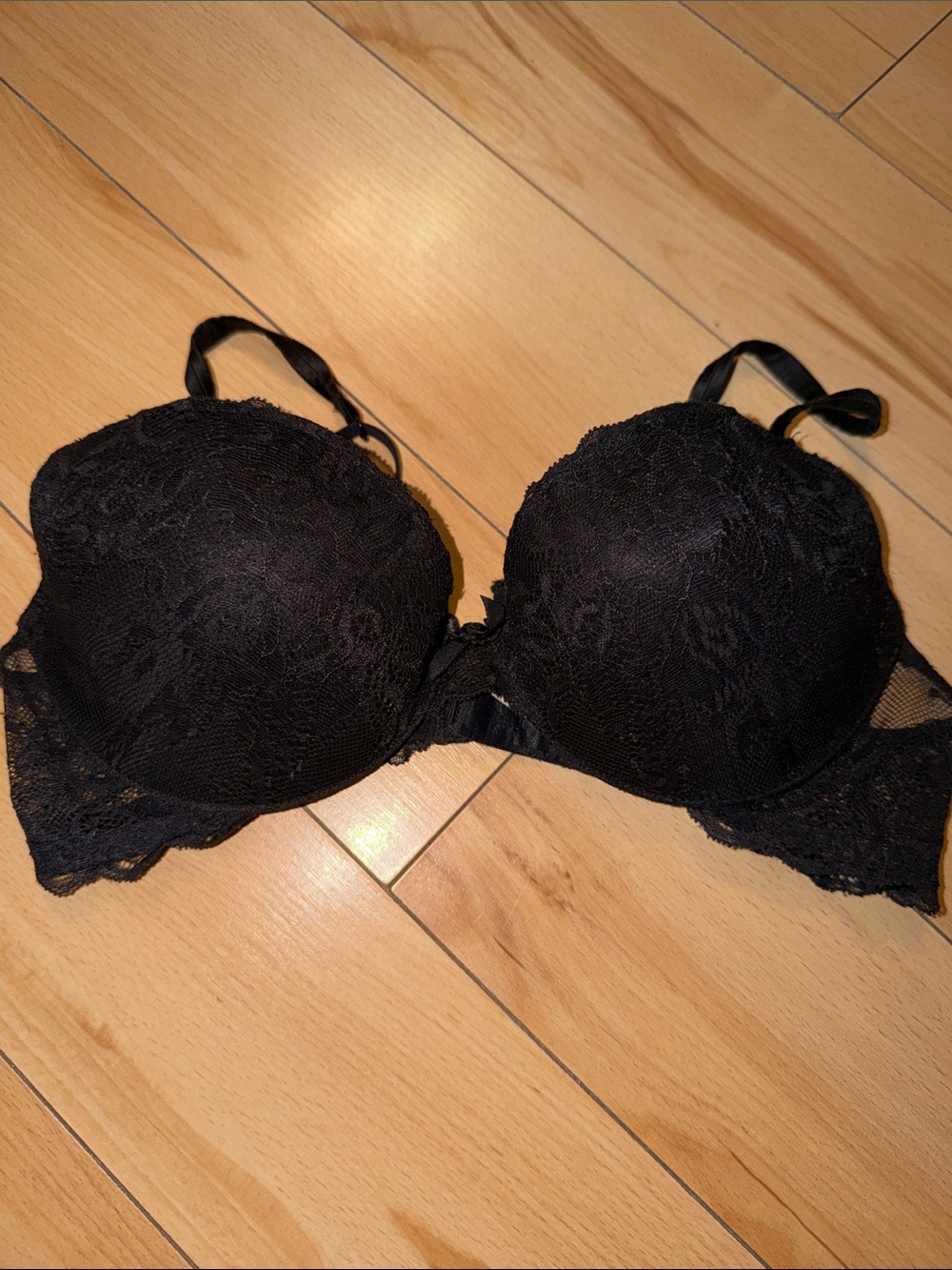 WEN Black Lace Push-Up Bra - Floral Lace Detail